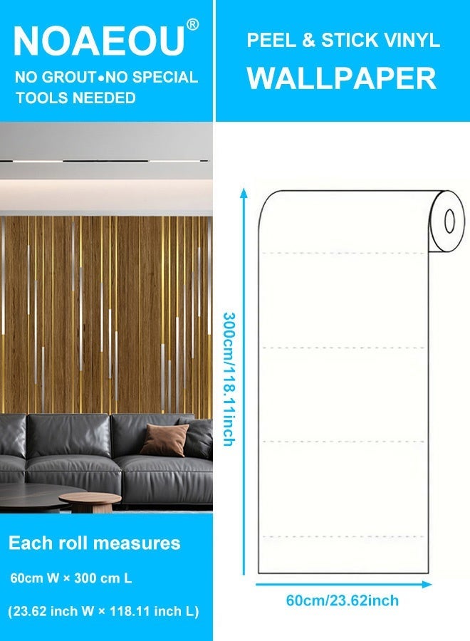 نوايوو ألواح جدارية فاخرة ثلاثية الأبعاد، مقاس 23.6 بوصة × 118 بوصة، ألواح جدارية مقاومة للماء، سهلة اللصق، ورق جدران ذاتي اللصق لتزيين الجدران، مناسبة لغرفة المعيشة، غرفة النوم، المكتب، جدار خلفية التلفزيون (J029) - Image 2